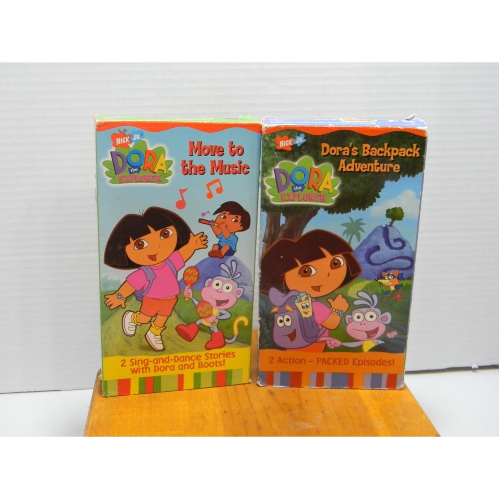 Dora the Explorer VHS Lot of 2 Move to the Music Backpack Adventure 2002
